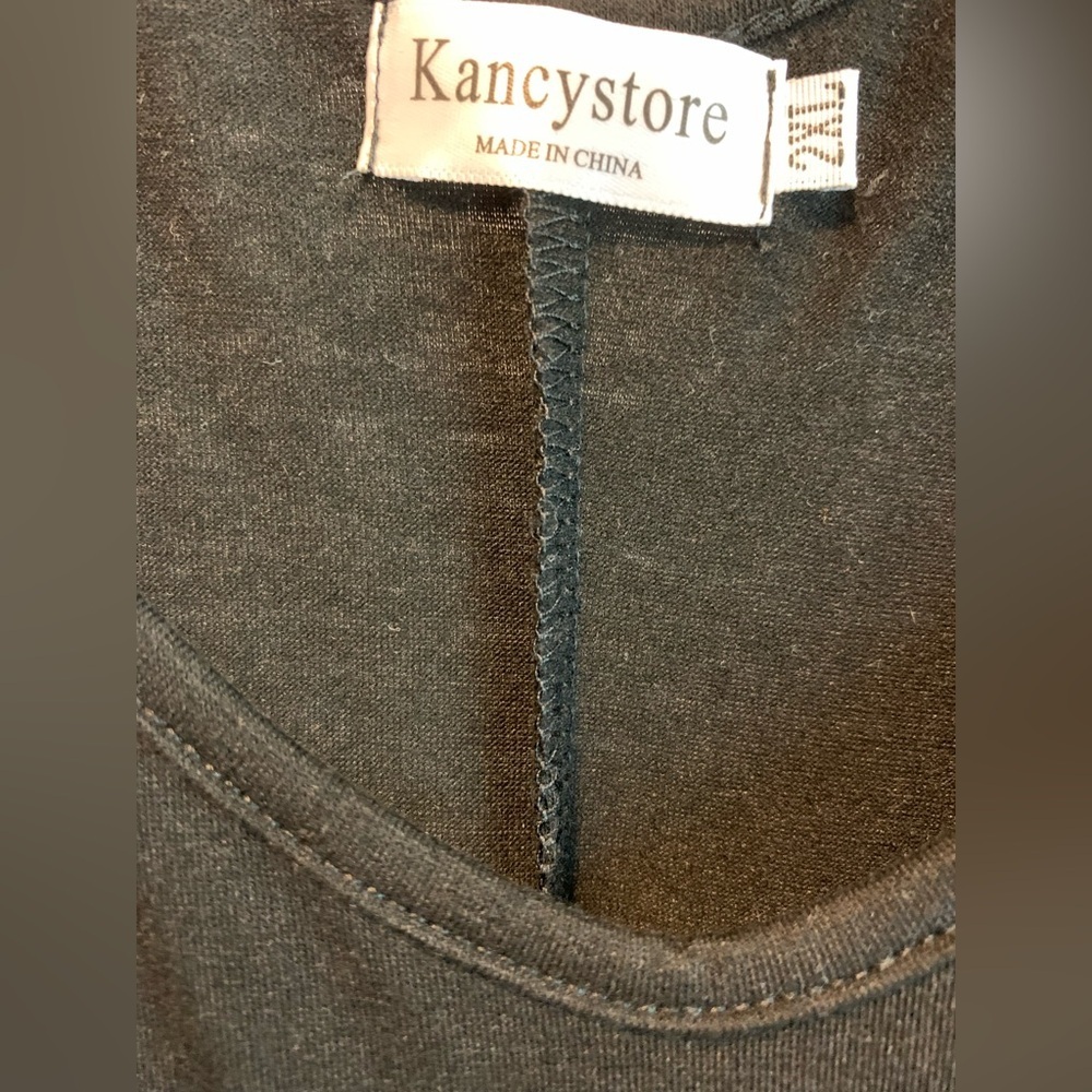 Kanceystore Black Oversized T-Shirt Dress 2X Plus Size Casual Loose Tunic Dress - Picture 3 of 3